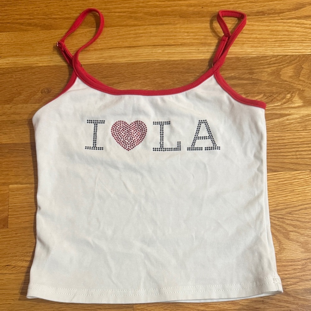 Edikted White and Red Tank Top